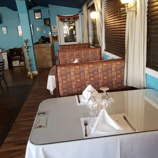 Tables and booths are small.