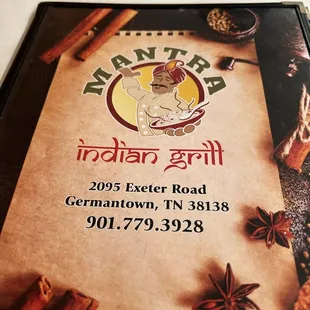 the menu of the restaurant