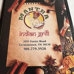 the menu of the restaurant