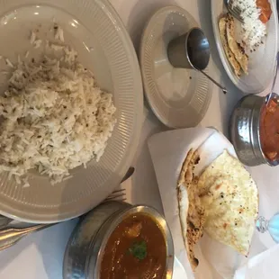 1. Chicken Curry and 1. Naan (12. Chicken Tikka Masala in the background)
