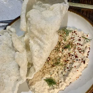 Smoked Albacore Dip, Carolina Gold Rice Crackers
