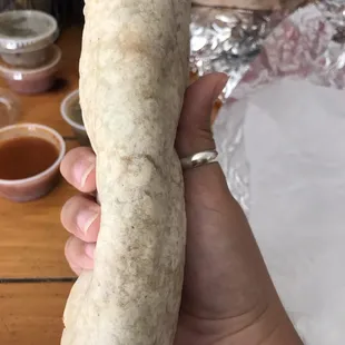 Side view of burrito