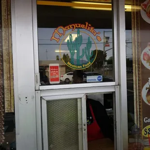 the entrance to the restaurant