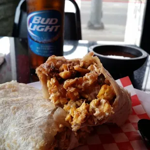 Breakfast burrito with chorizo y papas. Oh my god. So much flavor.