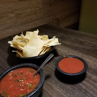 salsa and tortillas