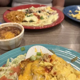 Spinach enchiladas and Layered enchiladas.