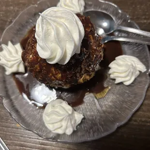 Fried ice cream with chocolate sauce