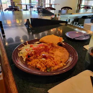 Taco and Enchiladas with Refried Beans