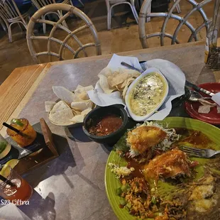 Taco/Enchilada plate and margarita sampler