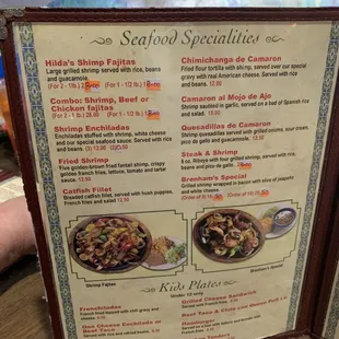 Page 5 of seven pages to the menu.