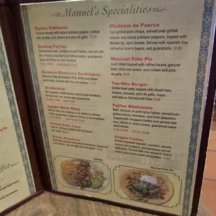 Page 1 of seven pages to the menu