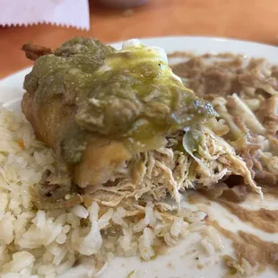 Shredded chicken inside the Mini chimi was juicy and flavorful! Asked for green chili to top it!