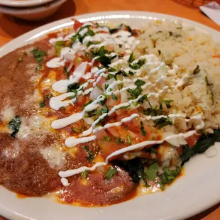 Enchiladas with corn tortilla and spinach