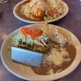 Burito and crispy taco combo.