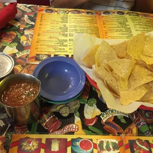 Complimentary chips and salsa. I like how you can pour it yourself.