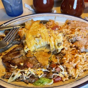 Enchilada is pure cheese, really disgusting.  Steak was dry and everything taste frozen. Never again :(