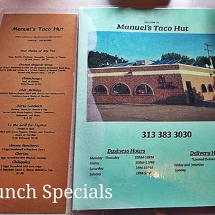 menu and lunch specials
