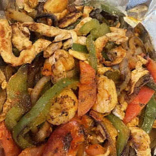 Togo chicken and shrimp fajitas