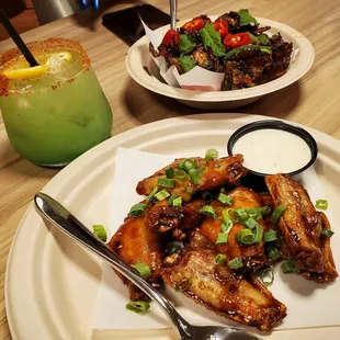 Wings, Brussel sprouts, &amp; Troparita cocktail