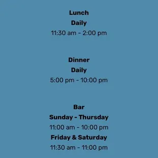 NOT open for lunch at all.