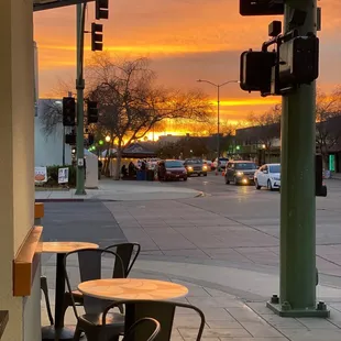 outside seating with a Grand Ave view.