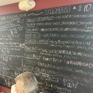 Hot sandwiches / panini menu