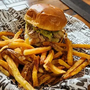 Jalapeño burger and fries