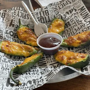 The delicious stuffed jalapeños!