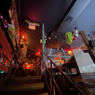 the stairs leading to the bar