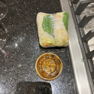 This is the fresh spring roll for 595    I also got the chili duck which was a half duck for 20.95. Place is a total rip off