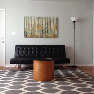 A view of the lving area in our 800 sq. ft. 2-bedroom, 2-bathroom units.