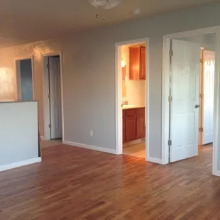 A few of our 2-bedroom unit with its beautiful, original hardwood floors polished to perfection.