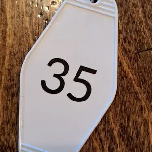 the number 35 on a keychain