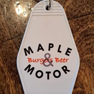 a keychain on a table