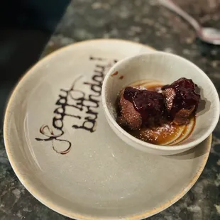 a plate with a dessert on it