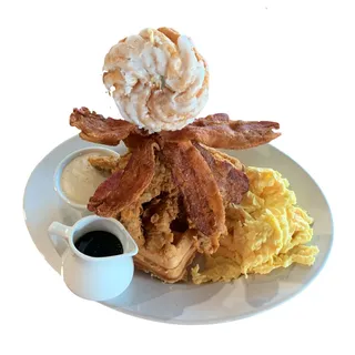 Maple Bacon Fried Steak Waffles