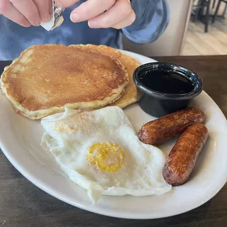 Kids bacon or sausage and eggs