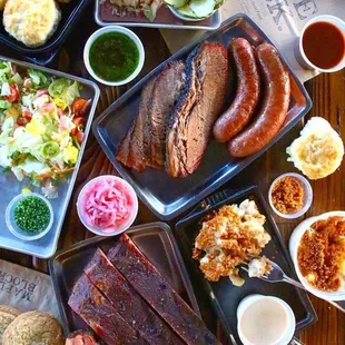Smoked meats and classic sides.