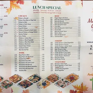 Menu front.