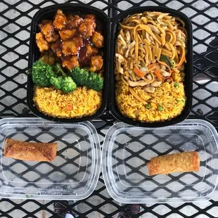 General Tso's, Left and Chicken Lo Mein, Right. It looks good and it tastes good!