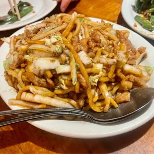 a plate of chinese food