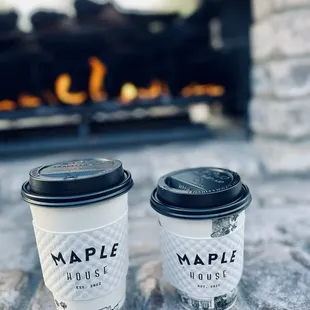 Coffee by the fireplace