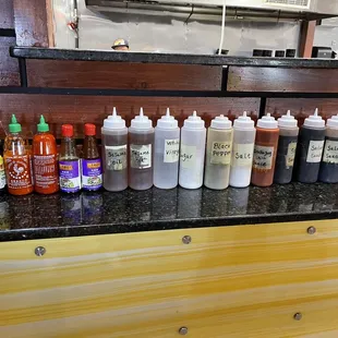 a variety of condiments