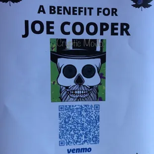 a poster for a benefit for joe cooper