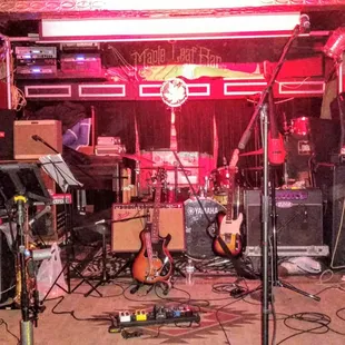 Venue stage...cool divey decor.