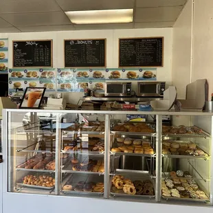 a display of pastries in a bakery