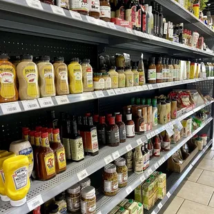 shelves of condiments and condiments