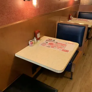 tables and booths in a restaurant