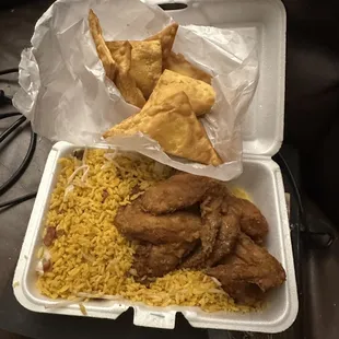 Chicken Wings, Fried Rice, Cheese Wonton