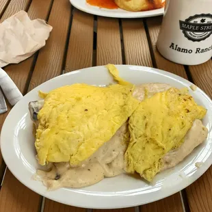 a plate of breakfast food